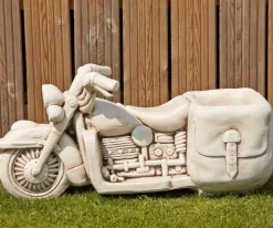 Large^Statues & Sculptures Harley Davidson Motorbike Stone Garden Planter Ornament