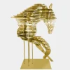 Floor Standing|Abstract^Statues & Sculptures Harmonic Horse 160cm Gold Metal Garden Sculpture v1