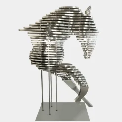 Floor Standing|Abstract^Statues & Sculptures Harmonic Horse 160cm Silver Metal Garden Sculpture v1