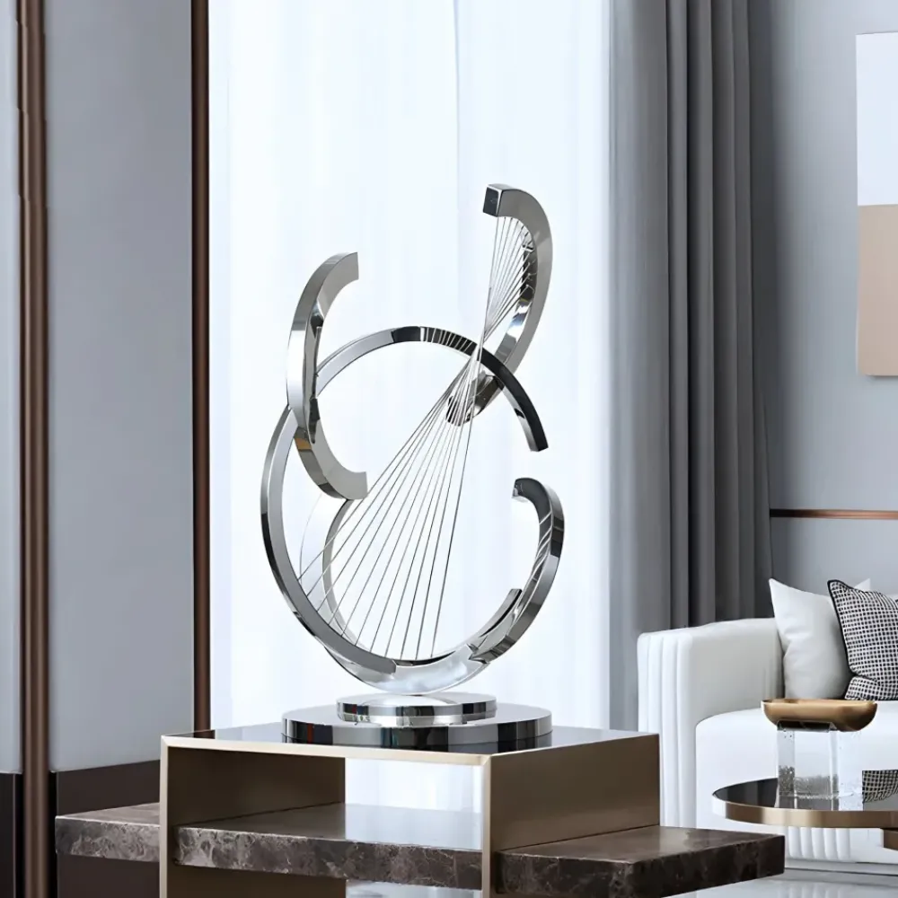 Table Top|Floor Standing^Statues & Sculptures Harmonic Strings 80cm Silver Metal Indoor Sculpture