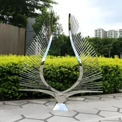 Giant|Floor Standing^Statues & Sculptures Harmonic Wings 200cm Silver Metal Garden Sculpture