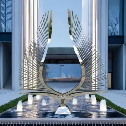 Giant|Floor Standing^Statues & Sculptures Harmonic Wings 200cm Silver Metal Garden Sculpture