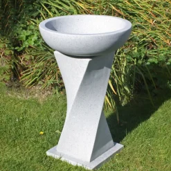 Bird Baths^Statues & Sculptures Helix Contemporary Granite Resin Garden Birdbath