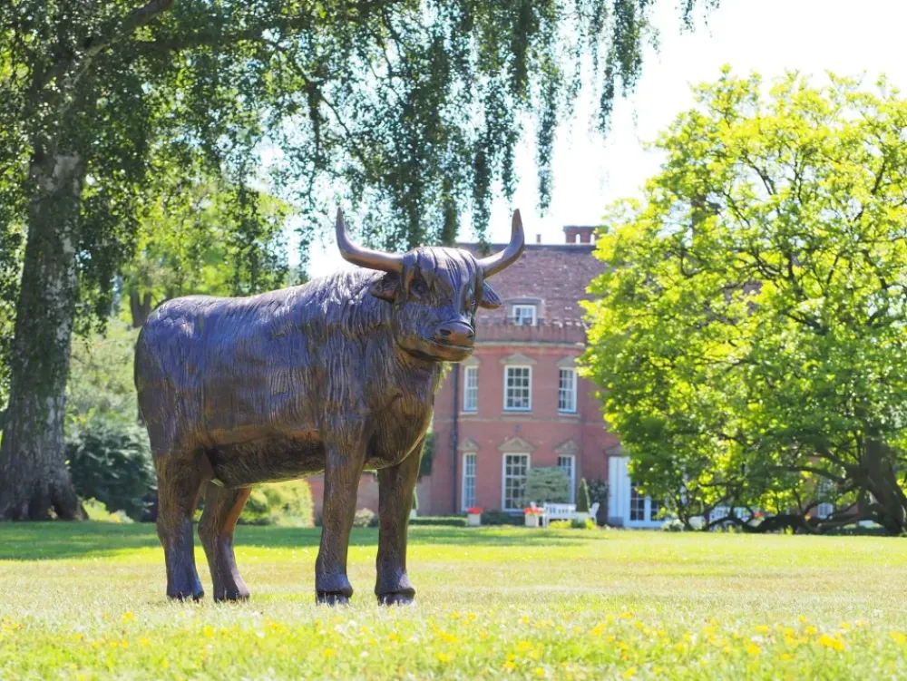 Farm^Statues & Sculptures Highland Cow Bronze Metal Garden Statue