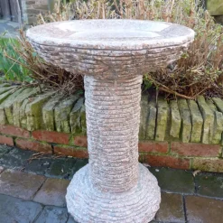 Bird Baths^Statues & Sculptures Highland Natural Granite Pink Stone Garden Bird Bath