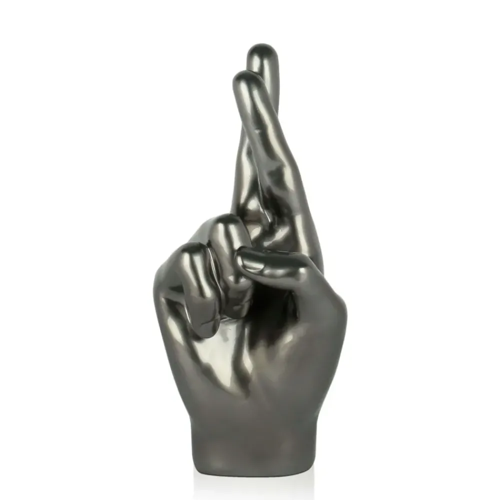 Table Top|Contemporary^Statues & Sculptures Hope Hand 28cm Anthracite Resin Indoor Sculpture
