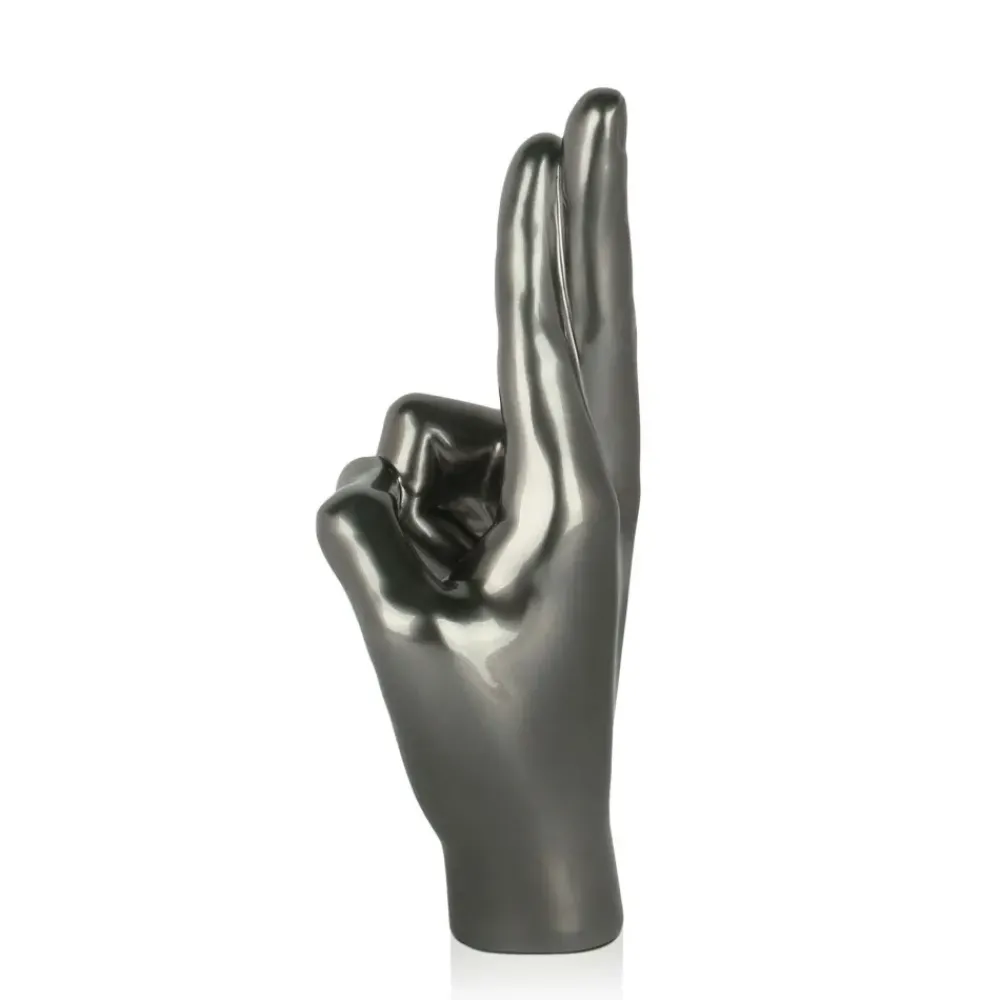 Table Top|Contemporary^Statues & Sculptures Hope Hand 28cm Anthracite Resin Indoor Sculpture