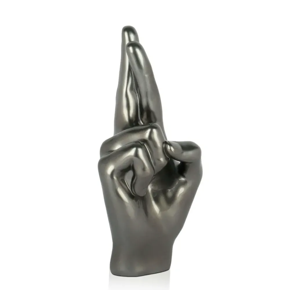 Table Top|Contemporary^Statues & Sculptures Hope Hand 28cm Anthracite Resin Indoor Sculpture