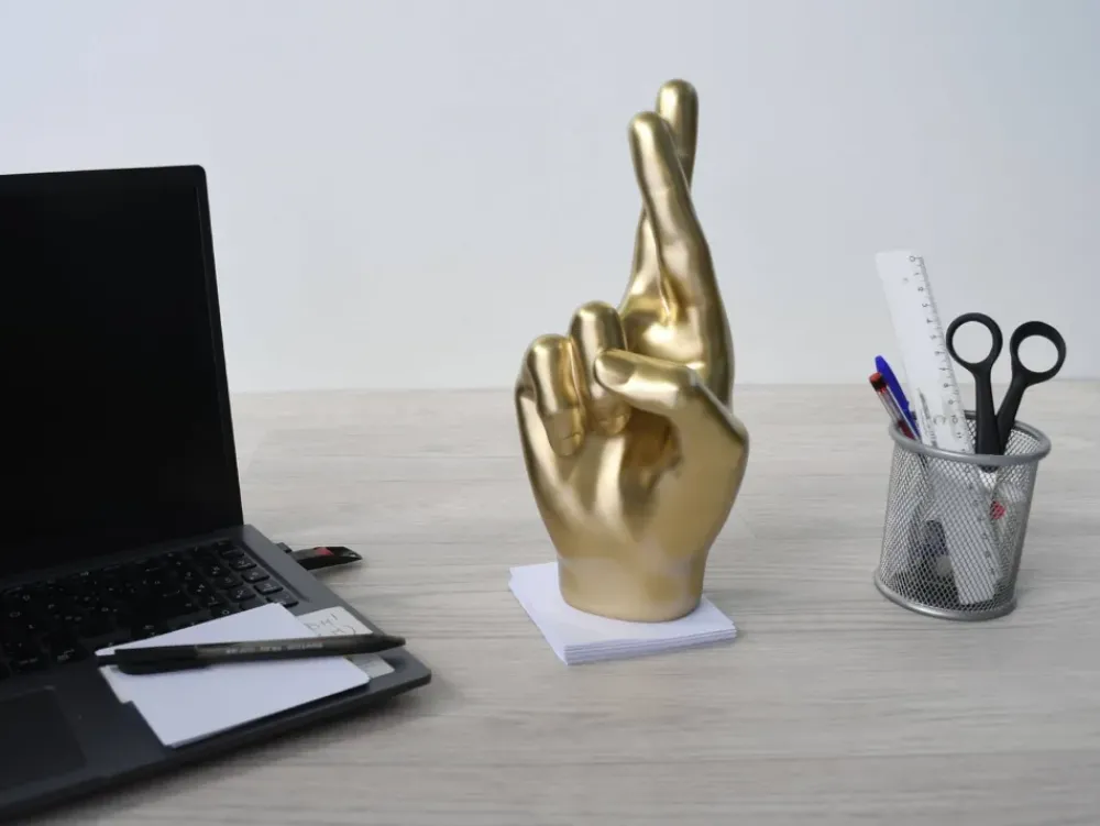 Table Top|Contemporary^Statues & Sculptures Hope Hand 28cm Gold Resin Indoor Sculpture