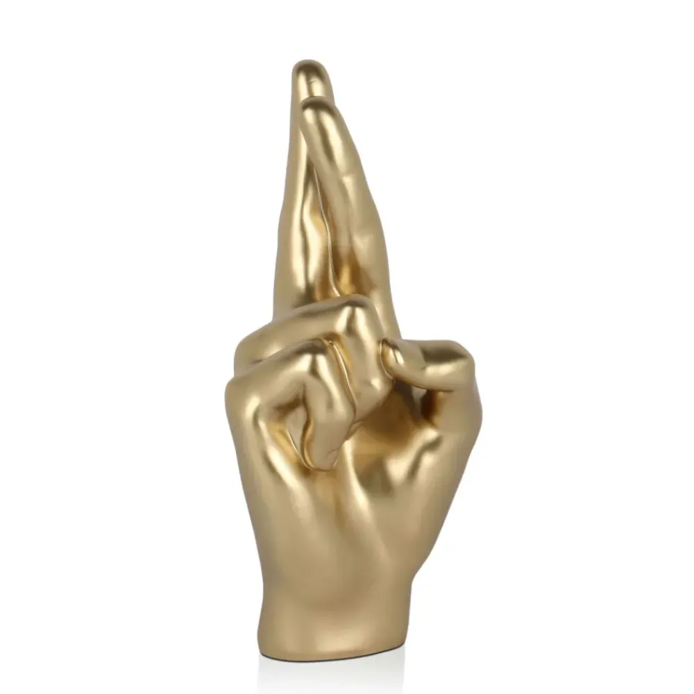 Table Top|Contemporary^Statues & Sculptures Hope Hand 28cm Gold Resin Indoor Sculpture