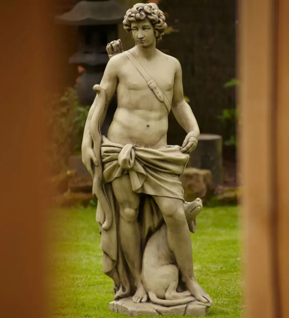 Roman^Statues & Sculptures Hunter and Diana 140cm Stone Garden Statues