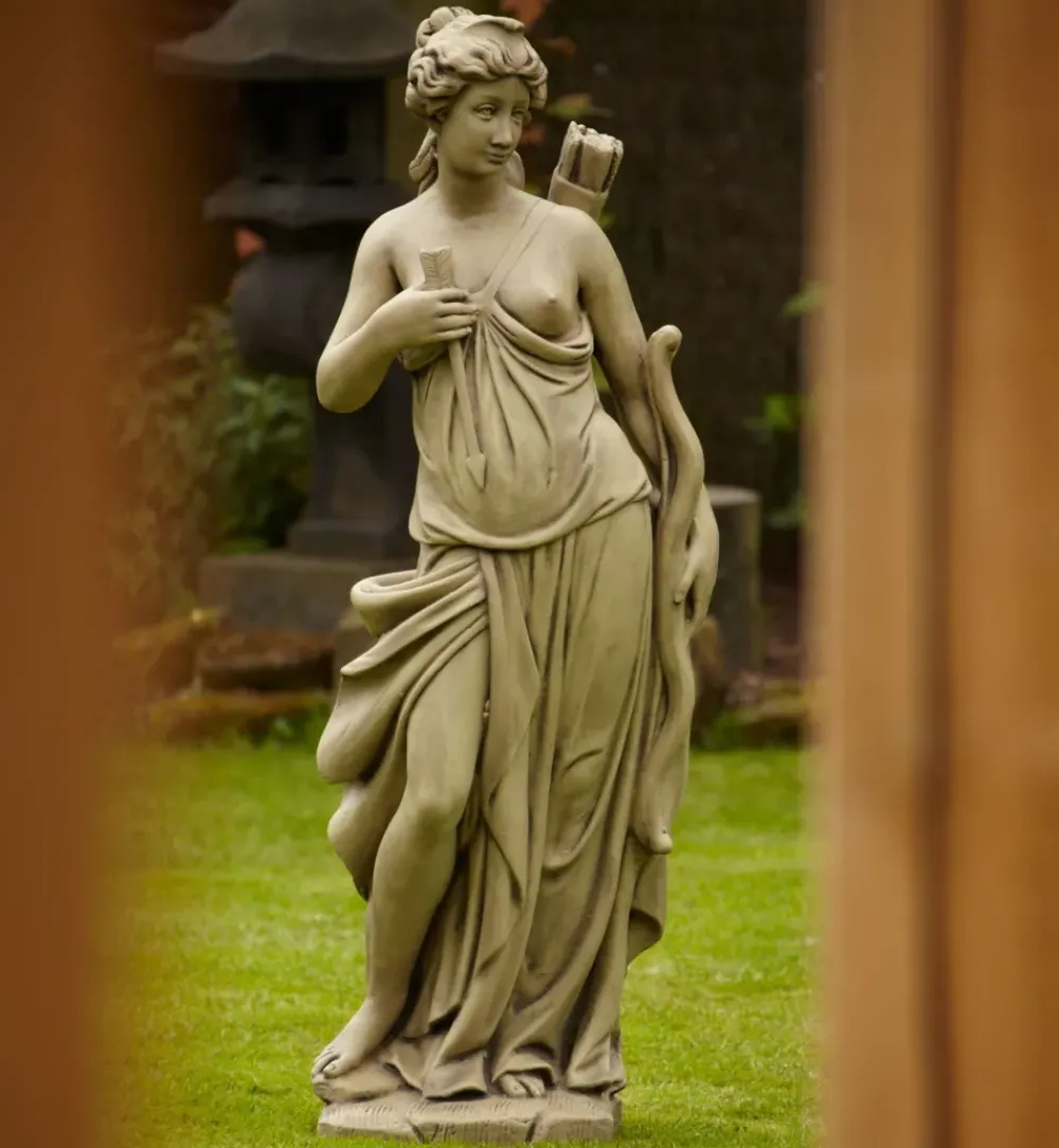 Roman^Statues & Sculptures Hunter and Diana 140cm Stone Garden Statues
