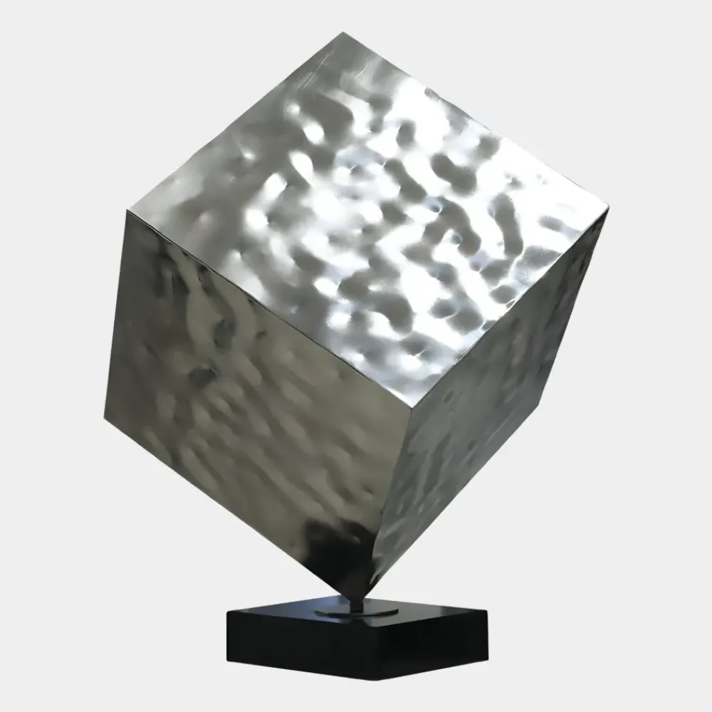 Table Top|Abstract^Statues & Sculptures Hyper Cube 75cm Silver Metal Indoor Sculpture