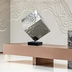 Table Top|Abstract^Statues & Sculptures Hyper Cube 75cm Silver Metal Indoor Sculpture