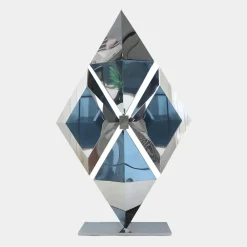 Floor Standing|Low Poly^Statues & Sculptures Hyper Prism 103cm Silver Geometric Metal Indoor Sculpture