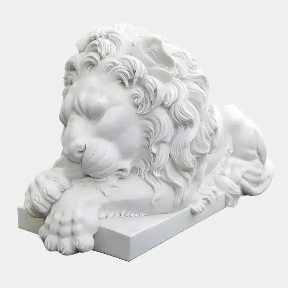 Lions|Modern^Statues & Sculptures Imperial Lion 100cm White Marble Garden Statue