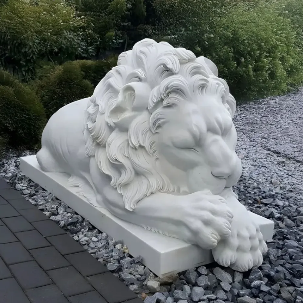 Lions|Modern^Statues & Sculptures Imperial Lion 100cm White Marble Garden Statue