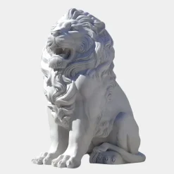 Lions|Modern^Statues & Sculptures Imperial Lion 150cm White Marble Garden Statue