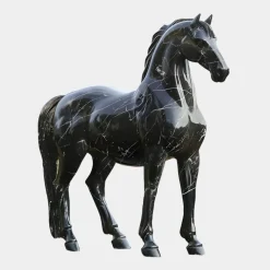 Horses^Statues & Sculptures Imperial Stallion 220cm Black Marble Garden Statue