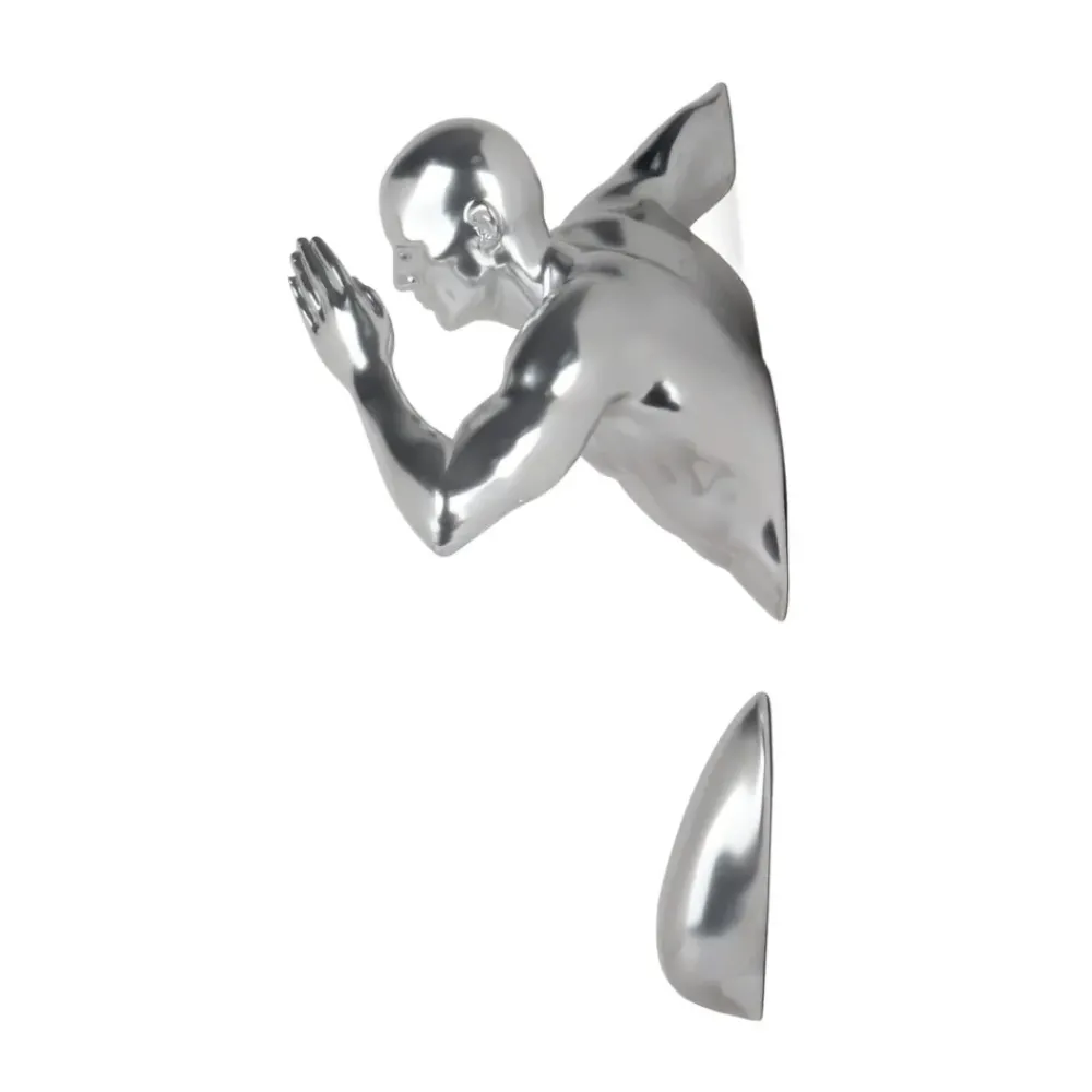 Figurative|Wall Art^Statues & Sculptures Infinity Man 28cm Silver Resin Wall Sculpture