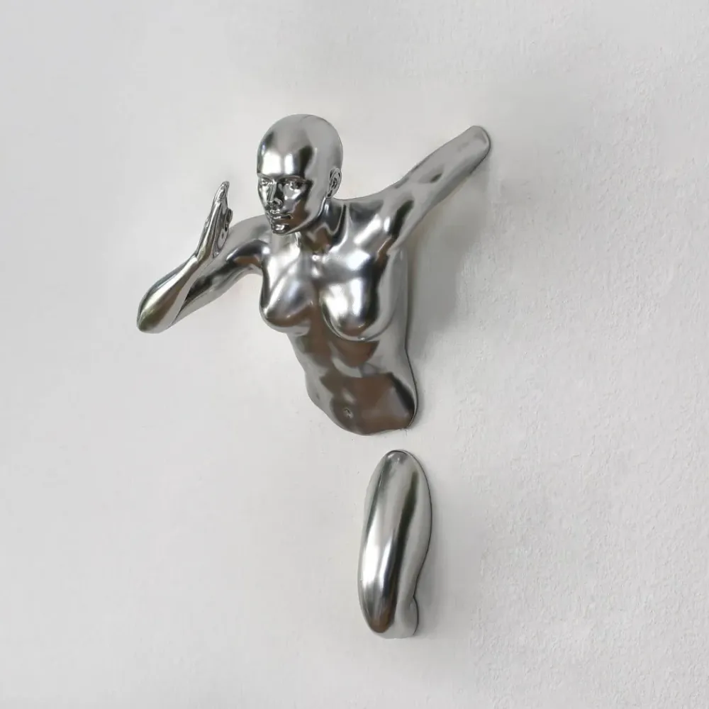 Figurative|Wall Art^Statues & Sculptures Infinity Woman 28cm Silver Resin Wall Sculpture