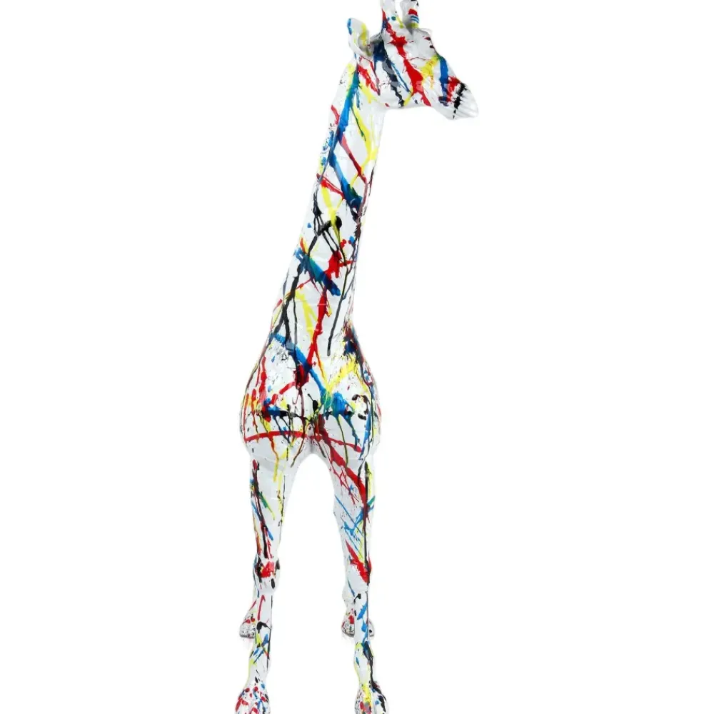Floor Standing|Animals^Statues & Sculptures Inked Giraffe 100cm Multicolour Resin Indoor Sculpture