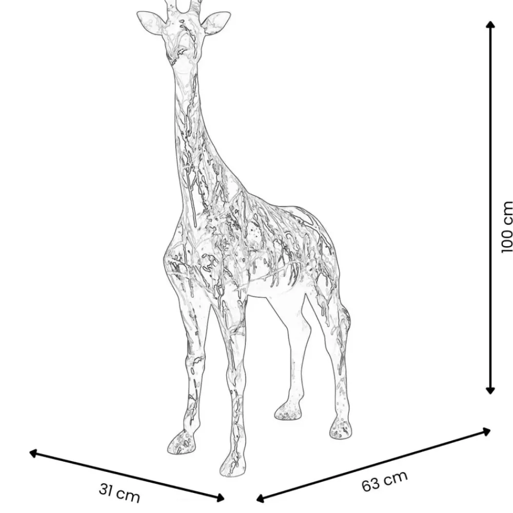 Floor Standing|Animals^Statues & Sculptures Inked Giraffe 100cm Multicolour Resin Indoor Sculpture