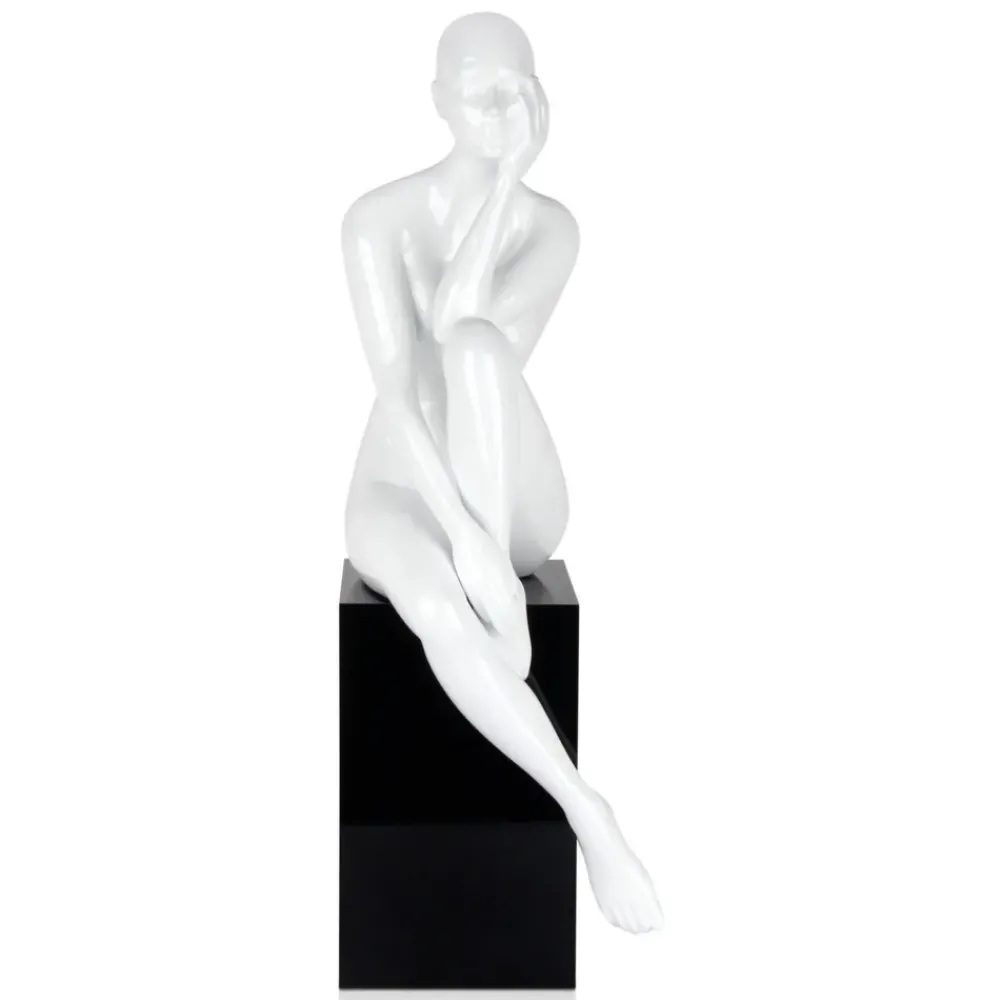 Figurative|Floor Standing^Statues & Sculptures Introspective 74cm White Resin Indoor Sculpture