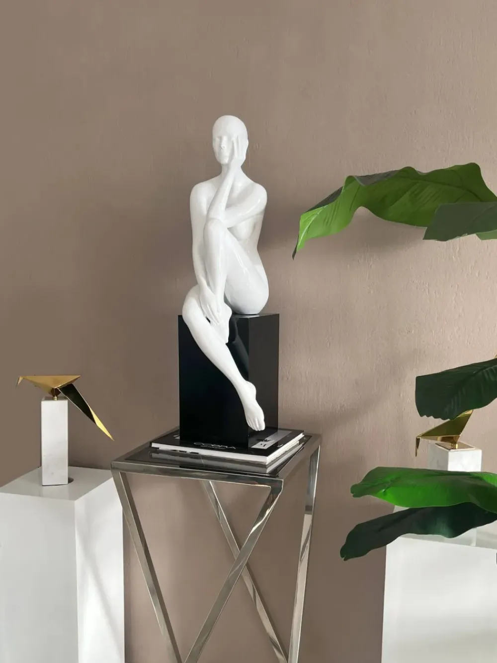 Figurative|Floor Standing^Statues & Sculptures Introspective 74cm White Resin Indoor Sculpture