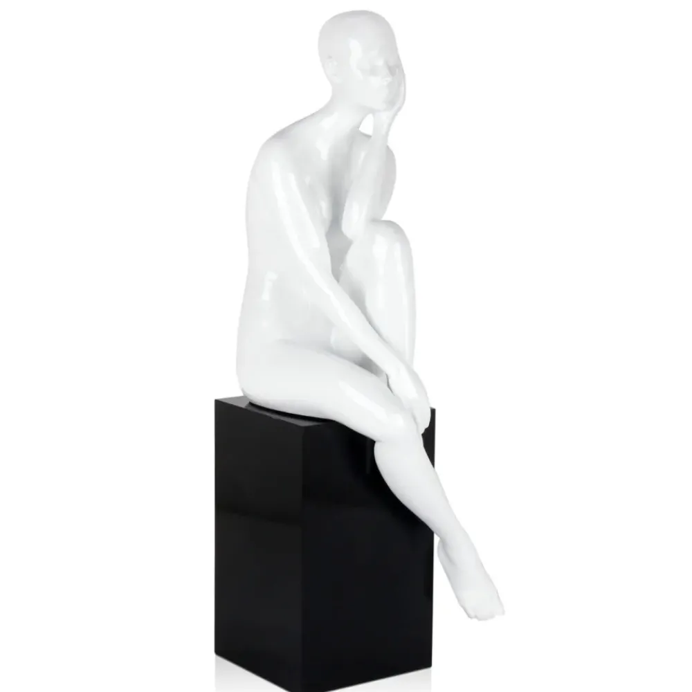 Figurative|Floor Standing^Statues & Sculptures Introspective 74cm White Resin Indoor Sculpture