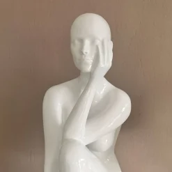 Figurative|Floor Standing^Statues & Sculptures Introspective 74cm White Resin Indoor Sculpture