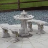 Stone Benches^Statues & Sculptures Japanese Stone Benches & Table Patio Garden Furniture Set
