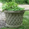 Large|Round^Statues & Sculptures Jardinier Basket Weave 45cm Stone Garden Planter