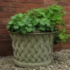 Large|Round^Statues & Sculptures Jardinier Basket Weave 40cm Stone Garden Planter