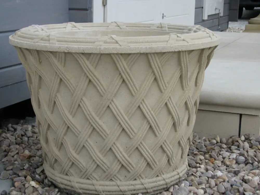 Large|Round^Statues & Sculptures Jardinier Basket Weave 40cm Stone Garden Planter