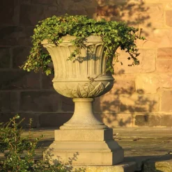 Large|Round^Statues & Sculptures Kensington Urn Stone Garden Planter on Plinth