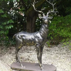 Stags & Deers^Statues & Sculptures Large Deer Left Facing Stag Bronze Metal Garden Statue