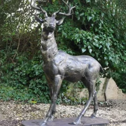 Stags & Deers^Statues & Sculptures Large Deer Right Facing Stag Bronze Metal Garden Statue