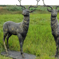 Stags & Deers^Statues & Sculptures Large Life Size Pair of Bronze Stags Sculptures - Deer Garden Ornaments