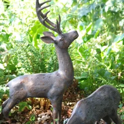 Stags & Deers^Statues & Sculptures Large Stag & Doe Deer Bronze Garden Statues