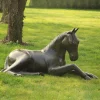 Horses^Statues & Sculptures Laying Foal Bronze Metal Garden Statue