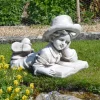 Children^Statues & Sculptures Laying Reading Boy 36cm Stone Resin Garden Statue