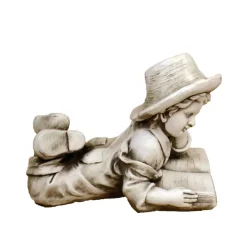 Children^Statues & Sculptures Laying Reading Boy 36cm Stone Resin Garden Statue