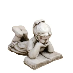 Children^Statues & Sculptures Laying Reading Girl 34cm Stone Resin Garden Statue