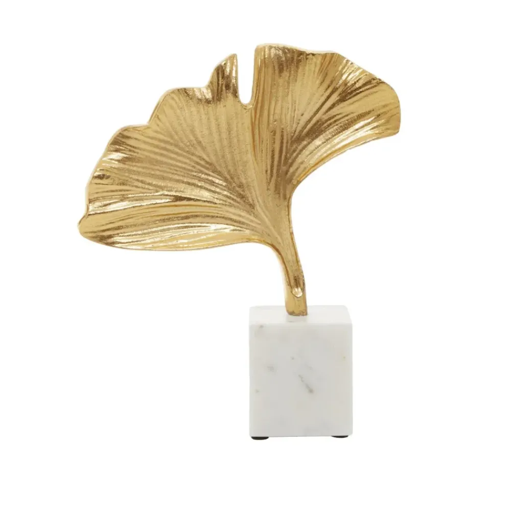 Table Top|Contemporary^Statues & Sculptures Leaf of Light 30cm Gold Metal Indoor Sculpture