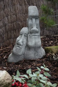 Easter Island Heads^Statues & Sculptures Leaning Easter Island Heads Stone Garden Ornament
