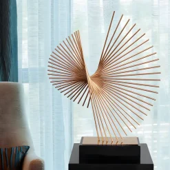 Table Top|Abstract^Statues & Sculptures Linear Motion 64cm Gold Metal Indoor Sculpture