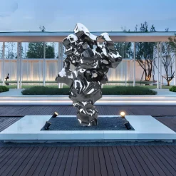 Floor Standing|Abstract^Statues & Sculptures Liquid Mirage 155cm Gold Metal Garden Sculpture