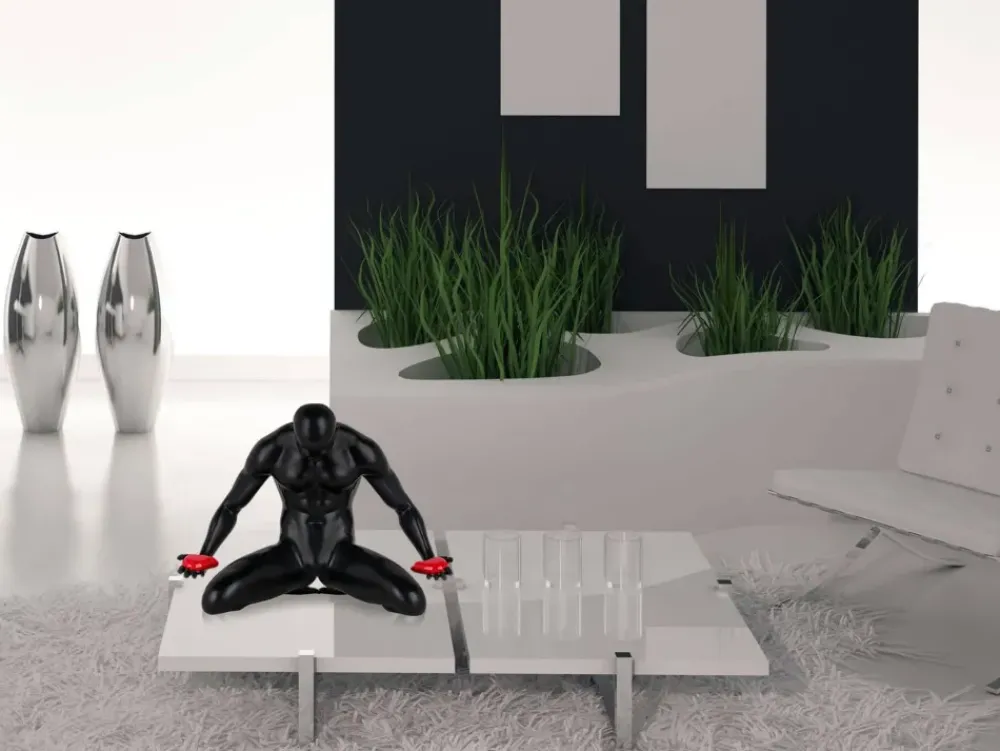 Figurative|Table Top^Statues & Sculptures Lost Affection 32cm Black Resin Indoor Sculpture