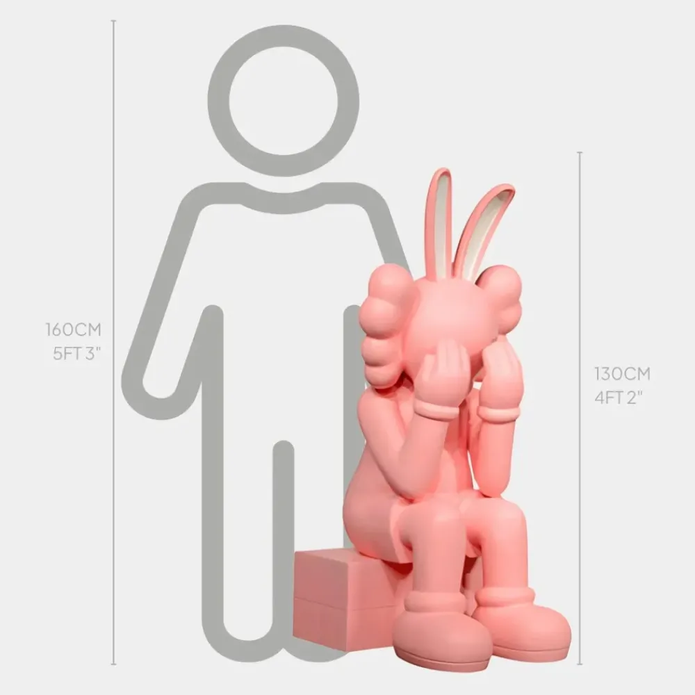 Floor Standing|Pop Art^Statues & Sculptures Lucify Playful Rabbit 130cm Pink Resin Indoor Sculpture